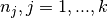 n_j, j=1, ..., k