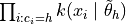 \prod_{i: c_i = h} k(x_i \mid \tilde{\theta}_h)
