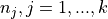 n_j, j=1, ..., k